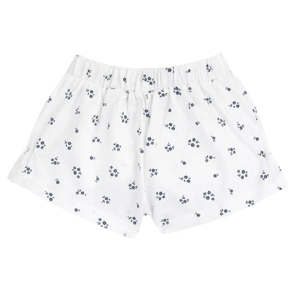 Girls White and Blue Printed Top with Shorts