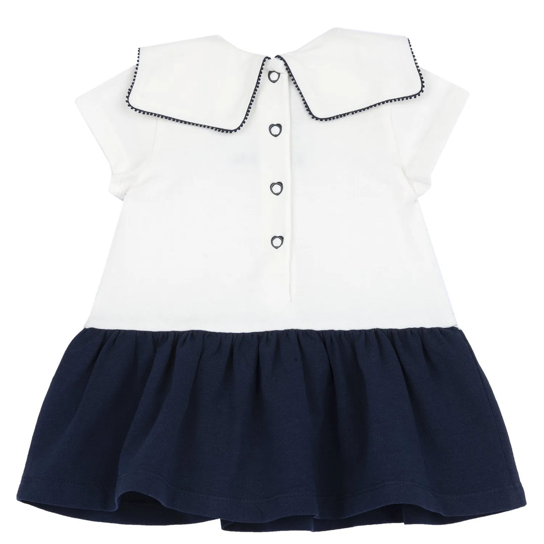 Girls White and Blue Solid Dress