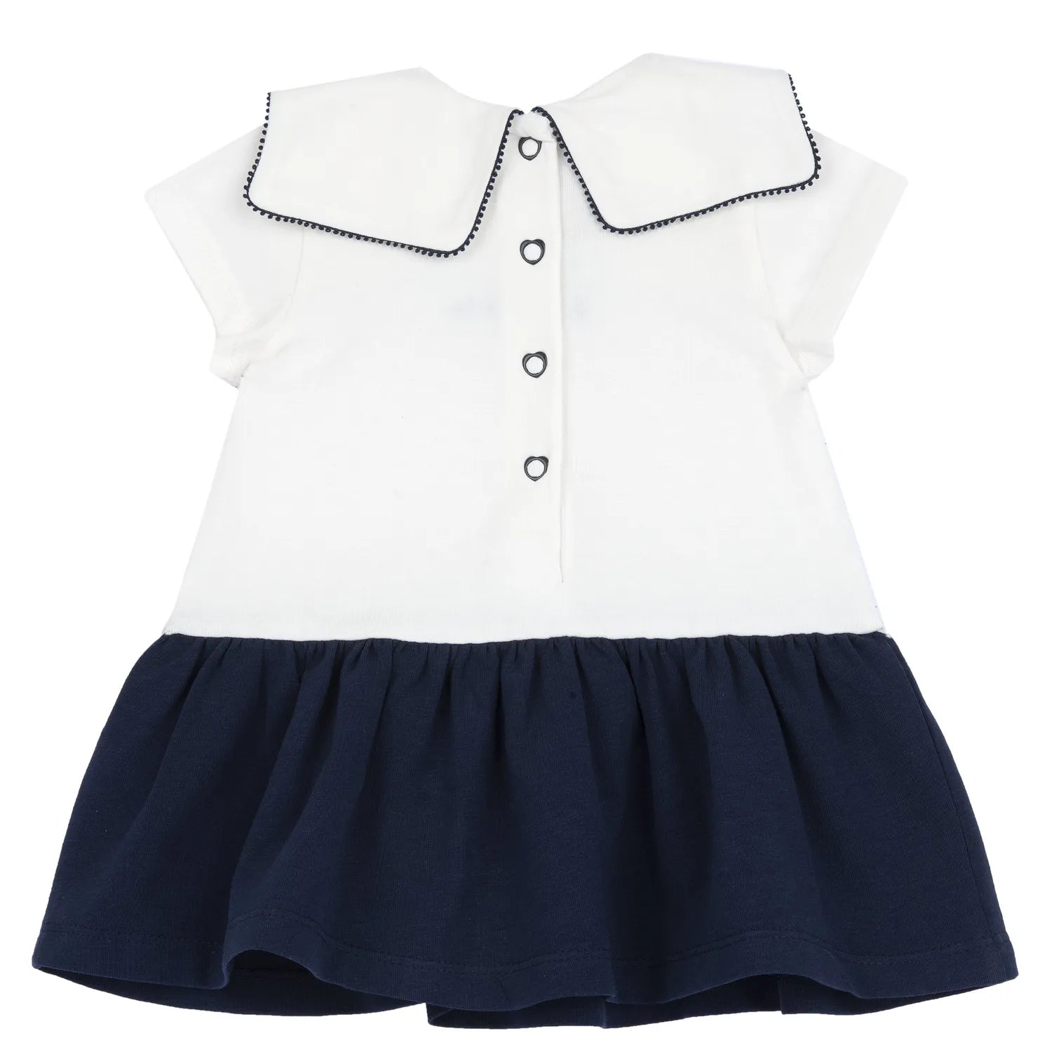 Girls White and Blue Solid Dress