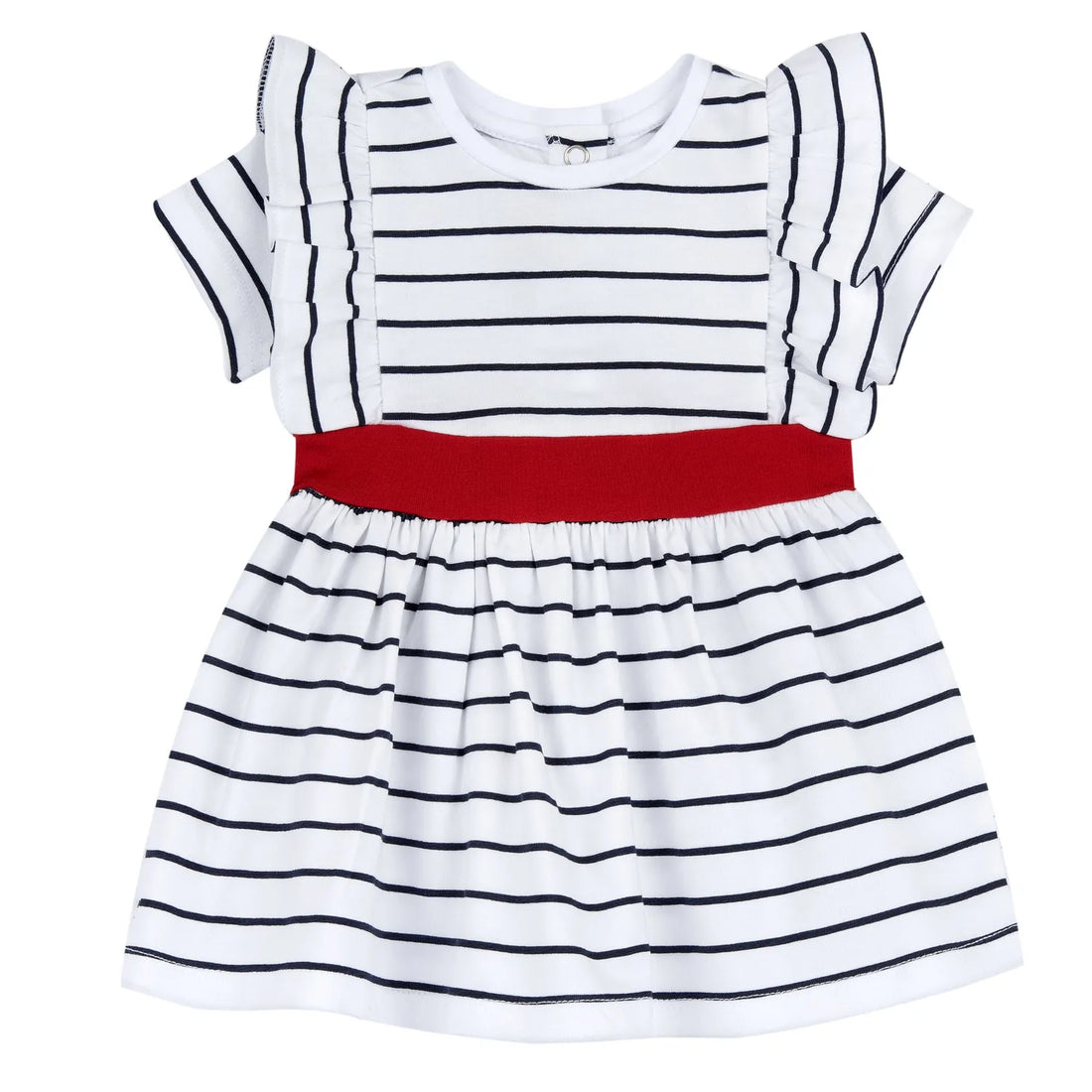 Girls White and Blue Striped Dress