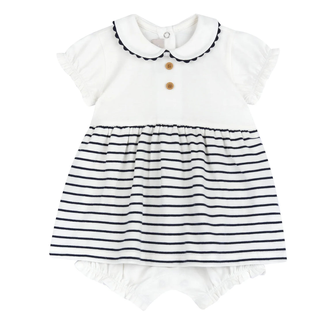 Girls White and Blue Striped Romper