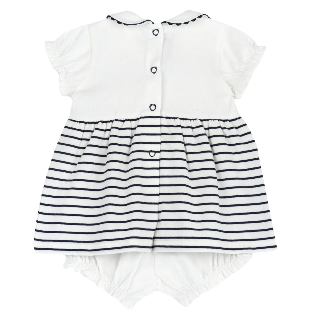 Girls White and Blue Striped Romper