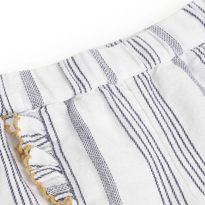 Girls White &amp; Blue Striped Shorts