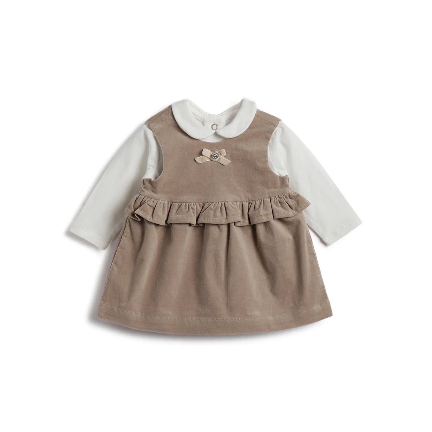 Girls White &amp; Brown T-shirt with Dress