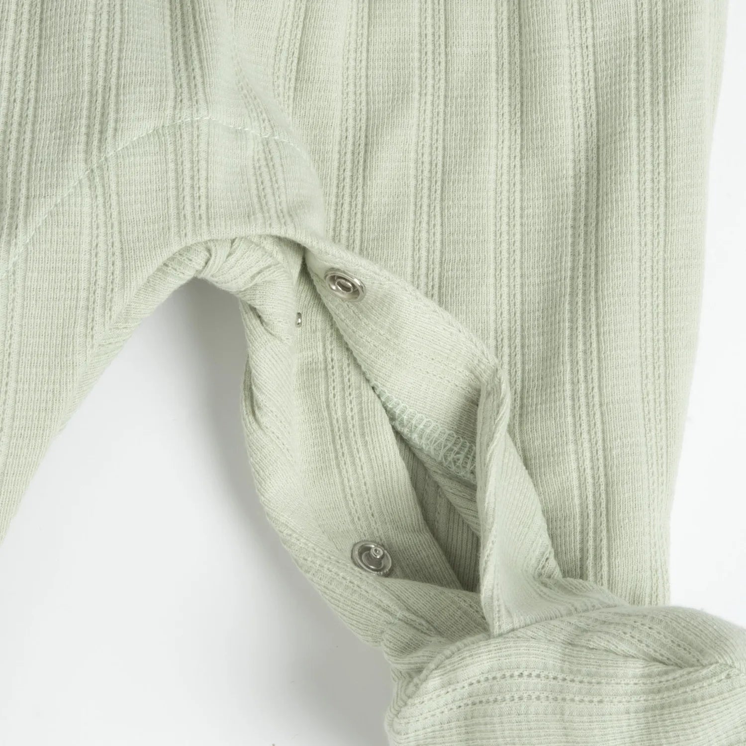 Girls White and Green Embellished Leg Opening Babysuit