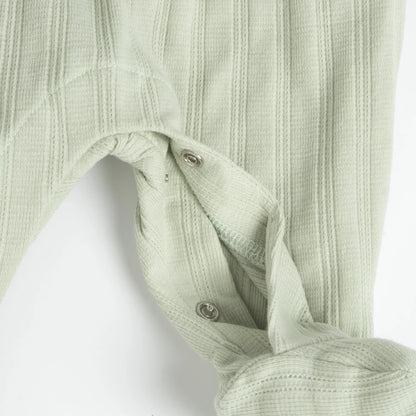 Girls White and Green Embellished Leg Opening Babysuit