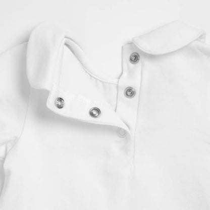 Girls White and Green Embroidered Bodysuit with Babysuit