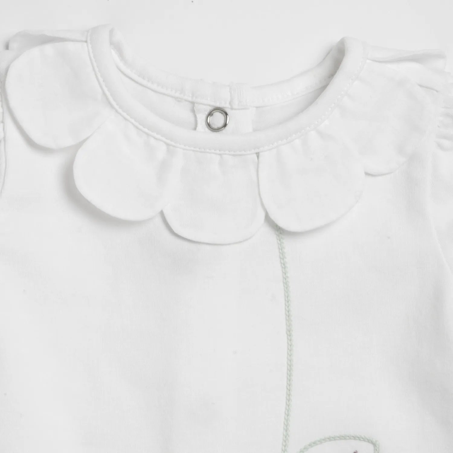 Girls White and Green Embroidered T-Shirt with Shorts