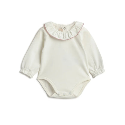 Girls White &amp; Green Solid Clothing Set