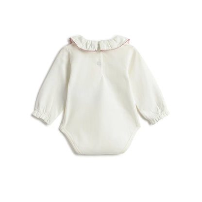 Girls White &amp; Green Solid Clothing Set