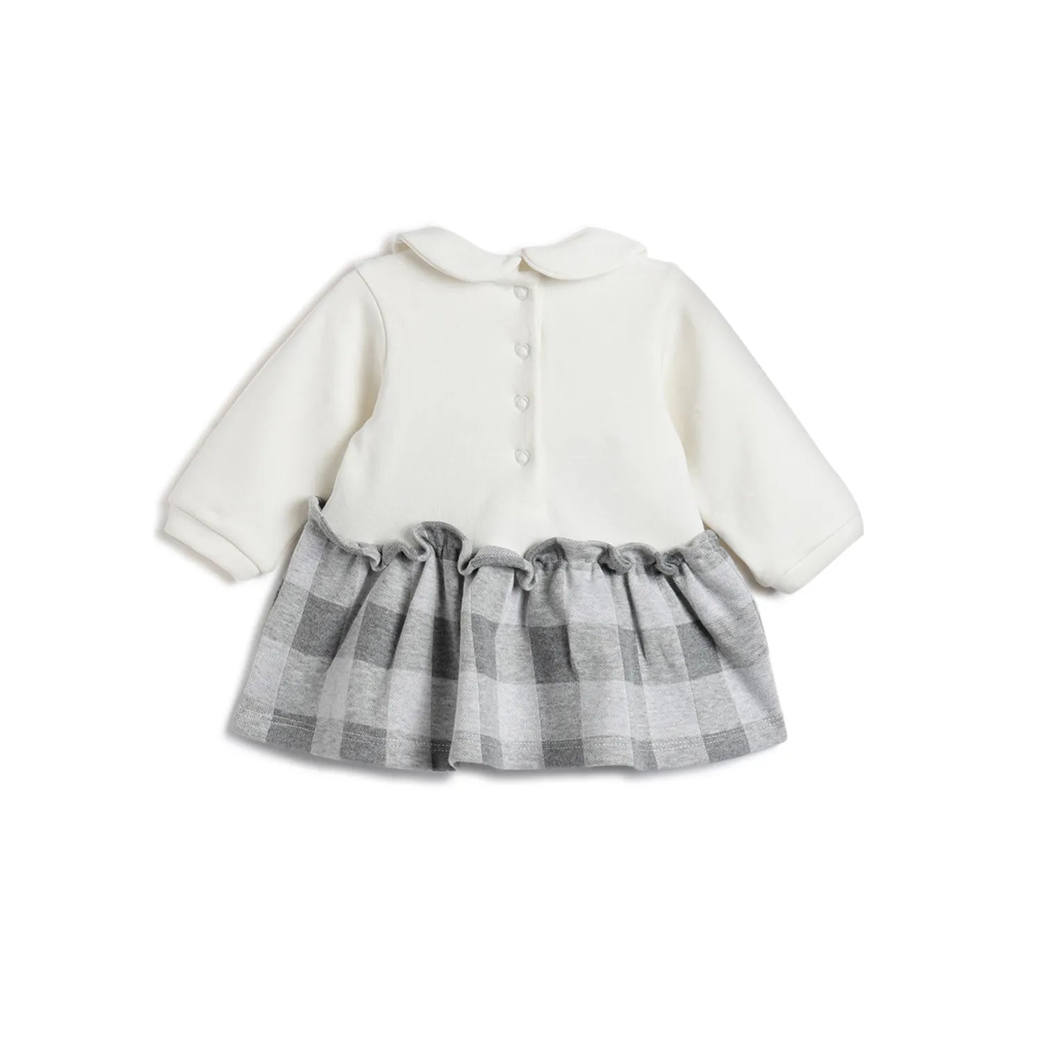 Girls White &amp; Grey Applique A-Line Dress