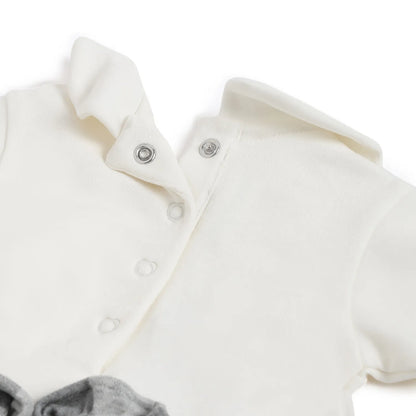 Girls White &amp; Grey Applique A-Line Dress