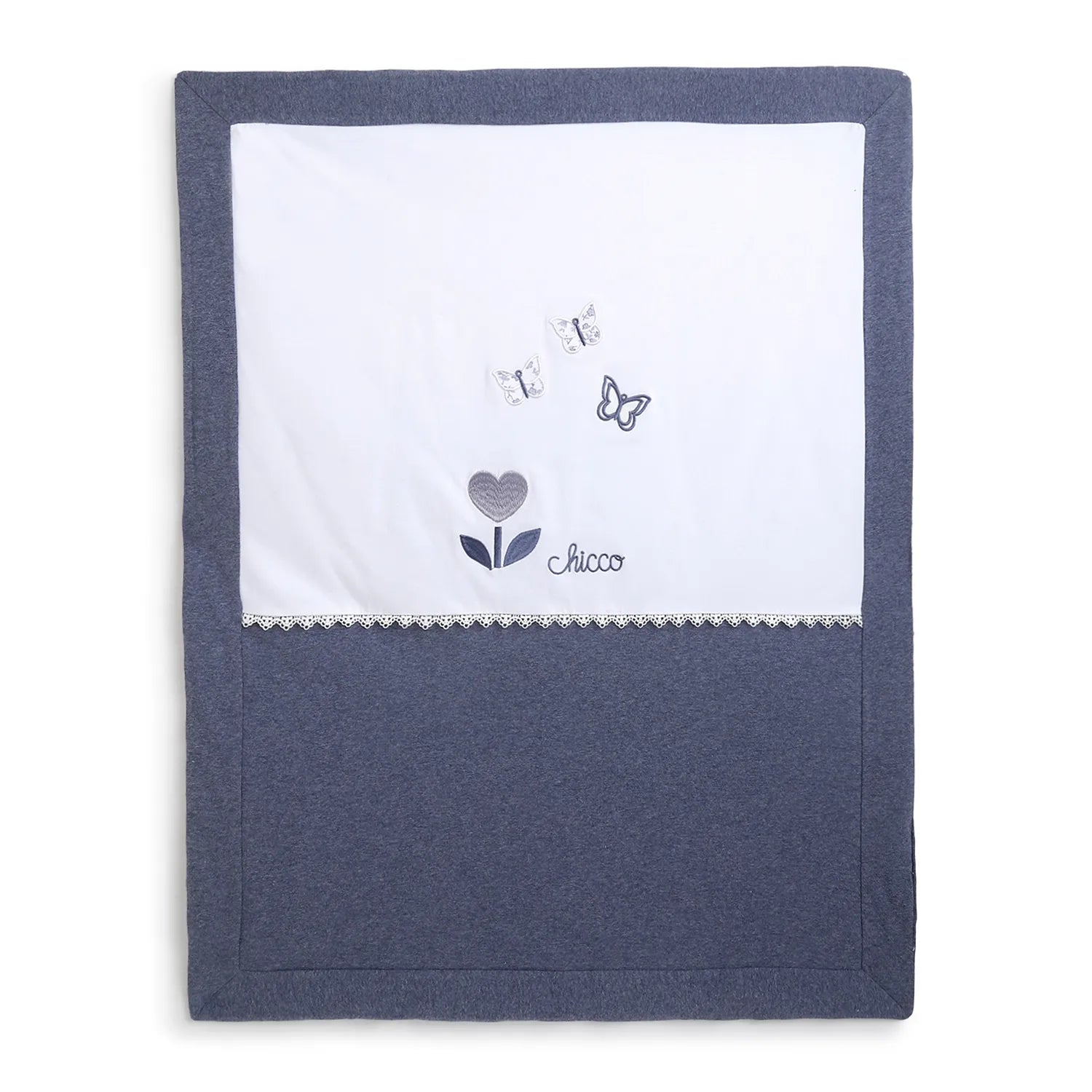 Girls White &amp; Grey Pram Blanket