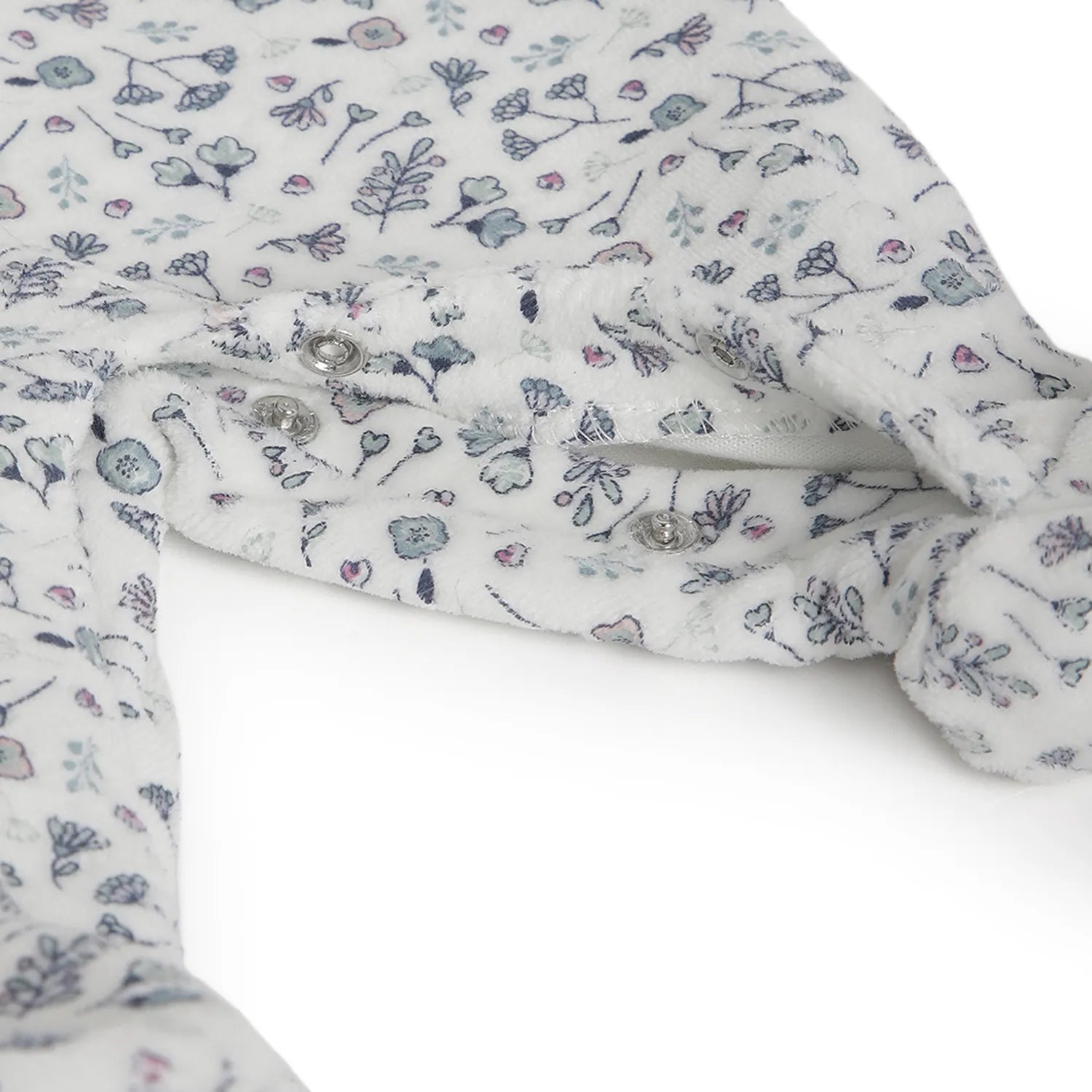 Girls White &amp; Grey Printed Leg Opening Babysuit