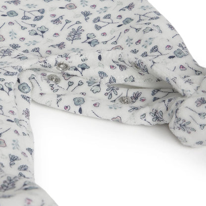 Girls White &amp; Grey Printed Leg Opening Babysuit