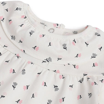 Girls White &amp; Grey Printed Top With Leggings