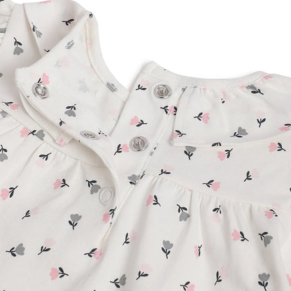 Girls White &amp; Grey Printed Top With Leggings