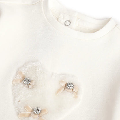 Girls White &amp; Grey Sweatshirt With Leggings