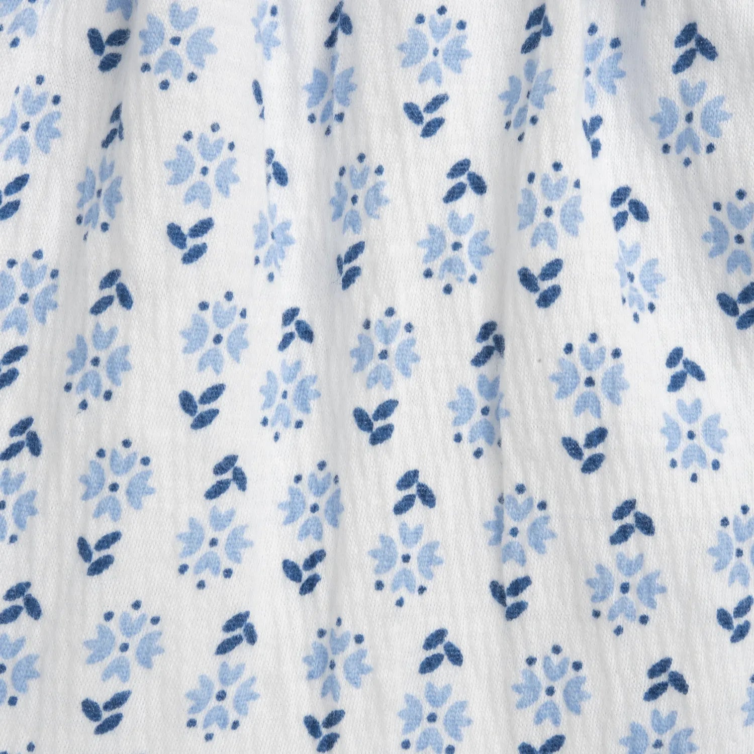Girls White and Light Blue Floral Printed Dress