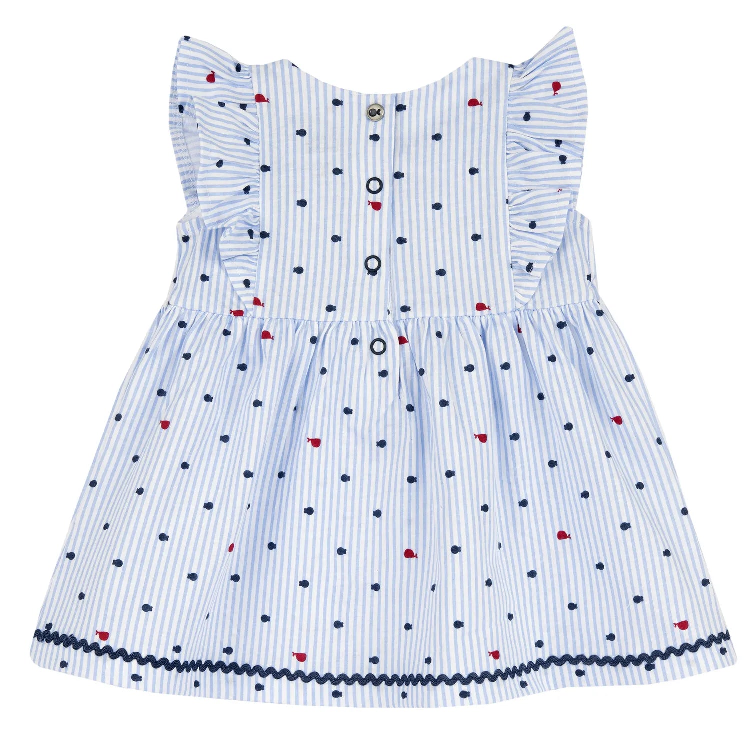 Girls White and Light Blue Striped Dress