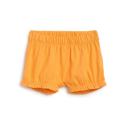 Girls White &amp; Orange Printed T-shirt with Shorts