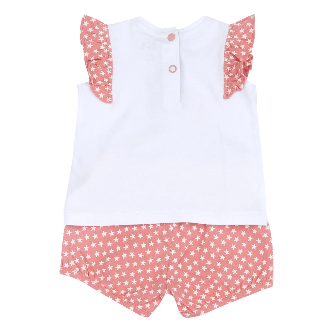 Girls White and Pink Animal Printed T-Shirt with Shorts