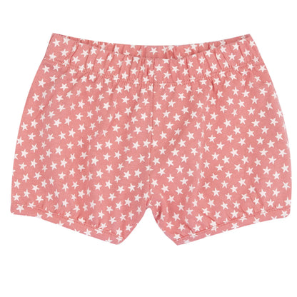 Girls White and Pink Animal Printed T-Shirt with Shorts