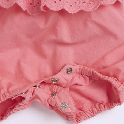Girls White and Pink Embellished T-Shirt with Dungaree
