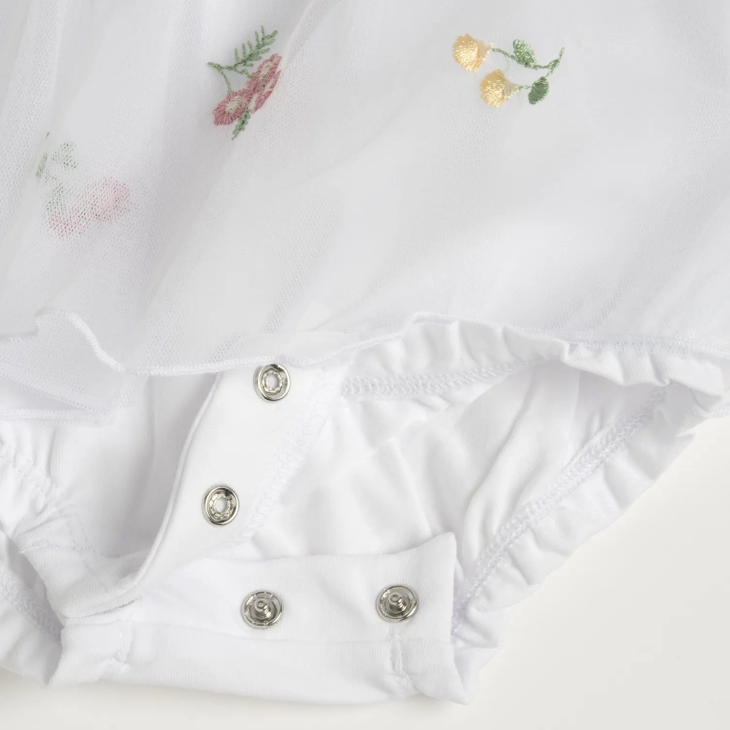 Girls White and Pink Embroidered Romper