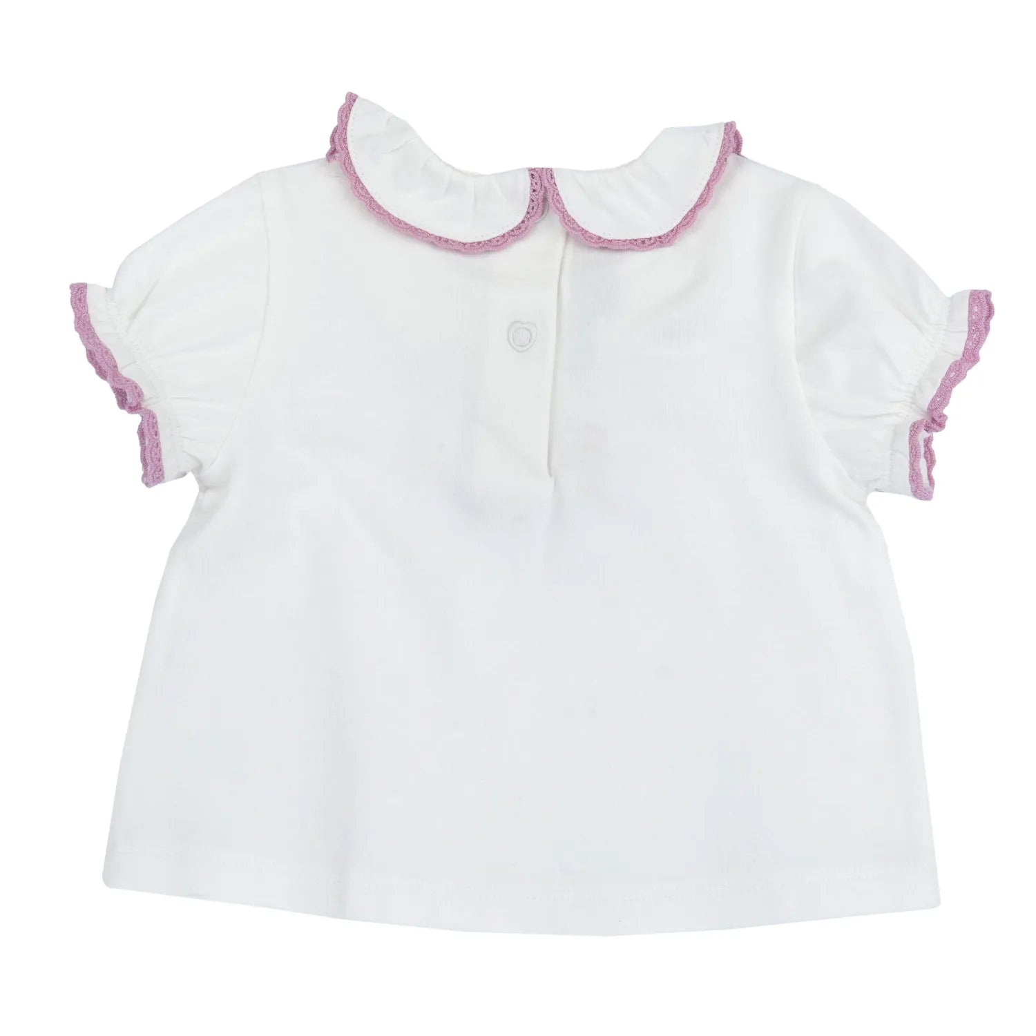 Girls White and Pink Embroidered Top