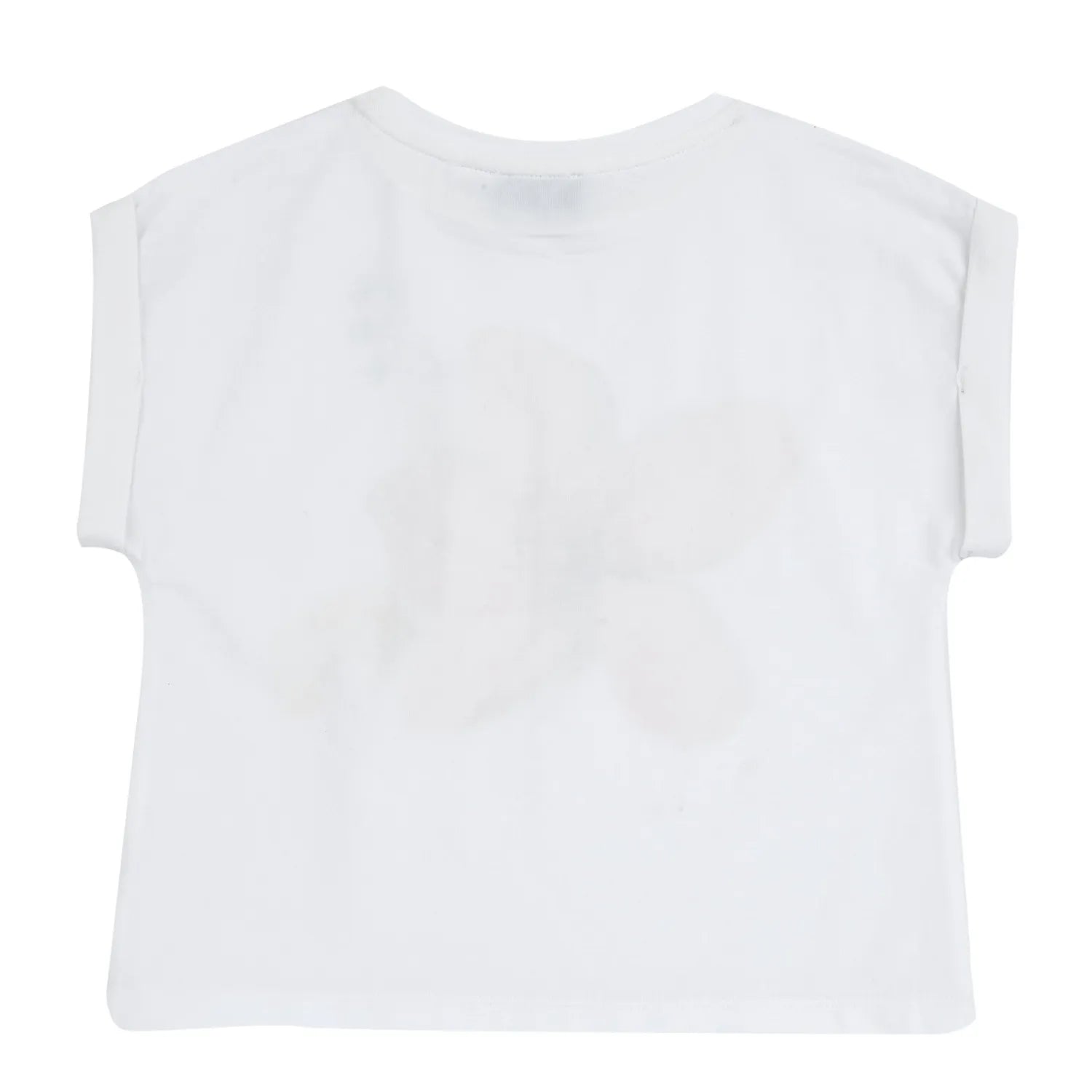 Girls White and Pink Floral Printed T-shirt