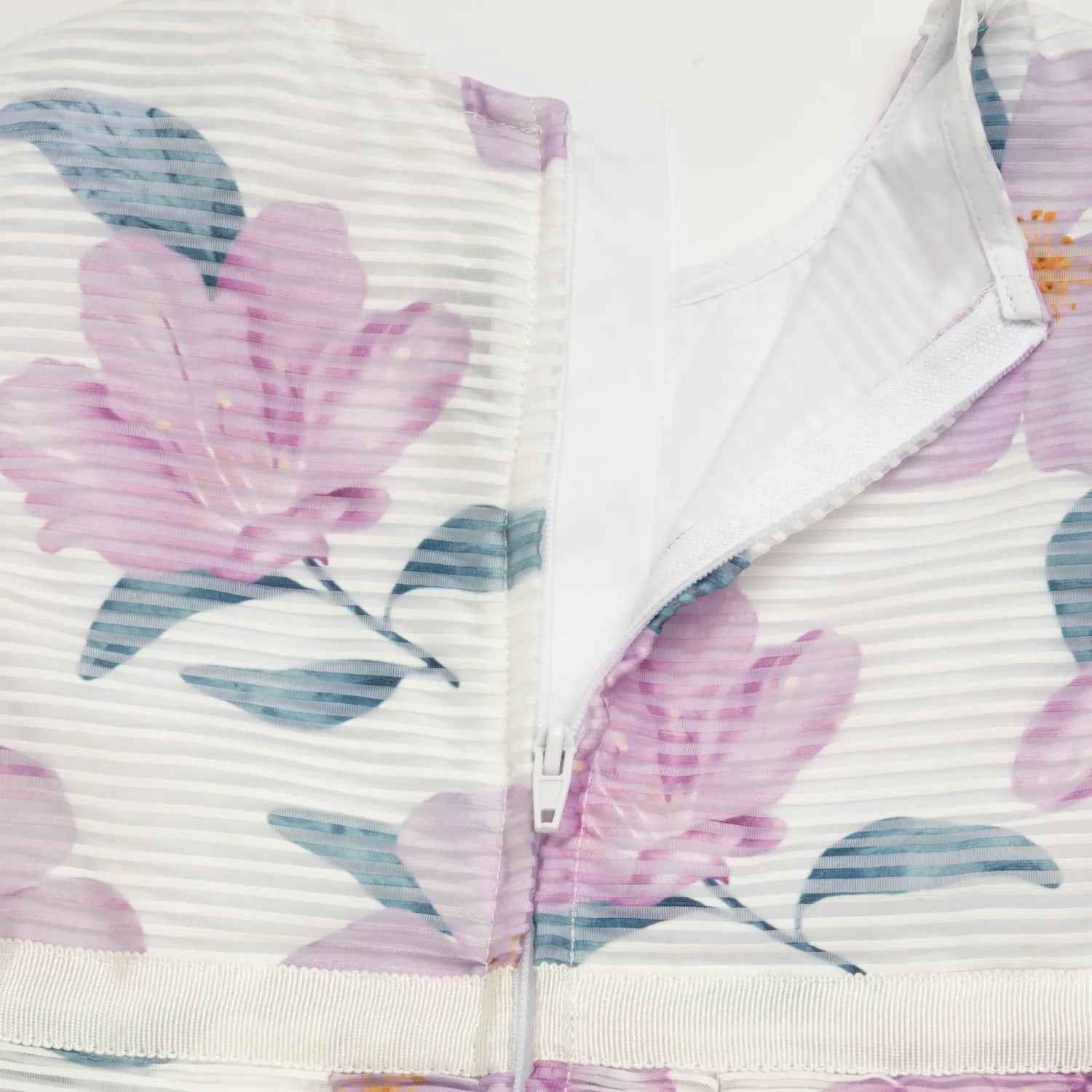 Girls White and Pink Floral Printed Dress