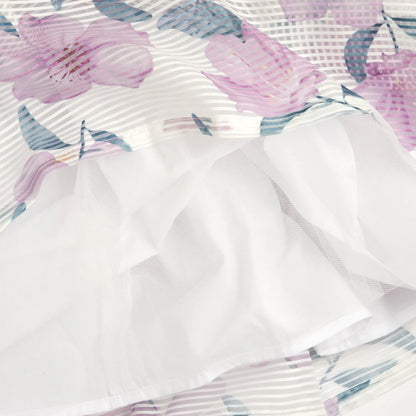 Girls White and Pink Floral Printed Dress