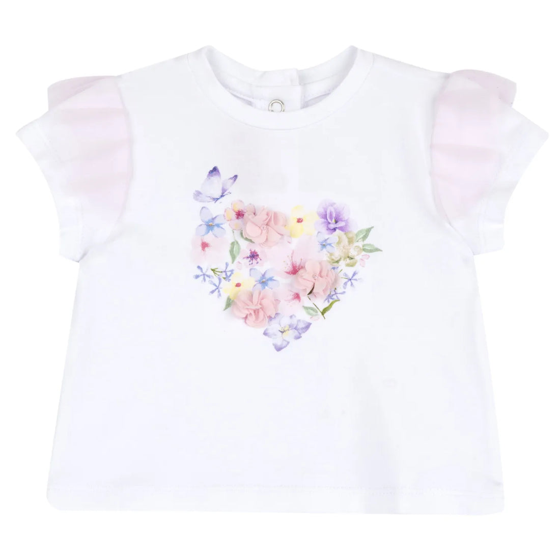 Girls White and Pink Graphic Printed T-shirt