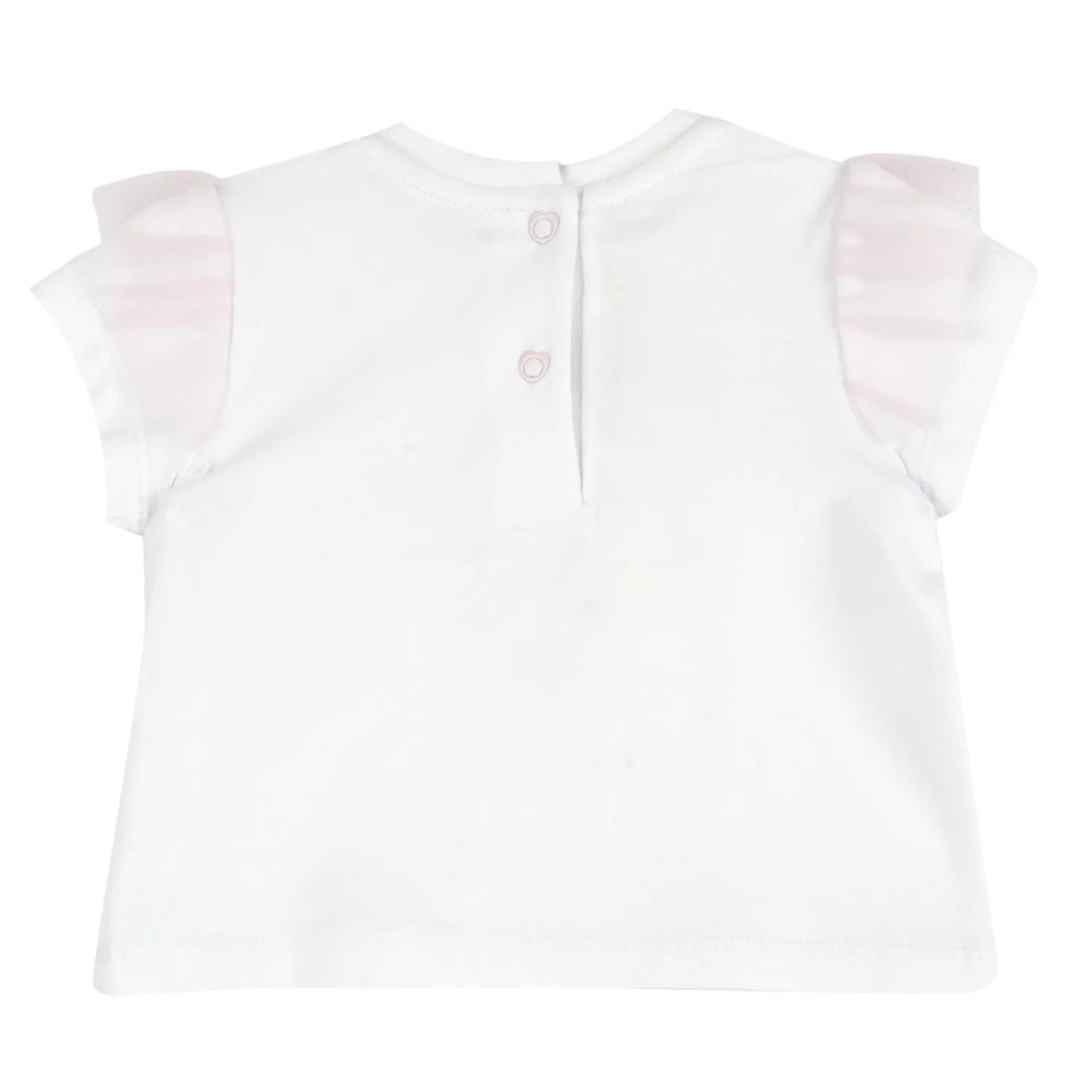 Girls White and Pink Graphic Printed T-shirt