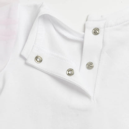 Girls White and Pink Graphic Printed T-shirt