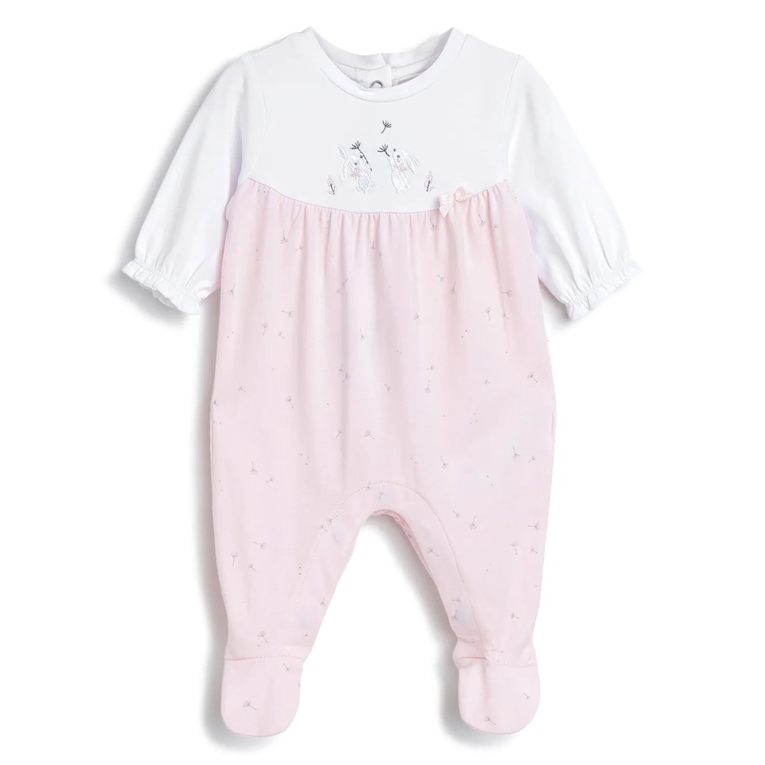 Girls White &amp; Pink Leg Opening Babysuit