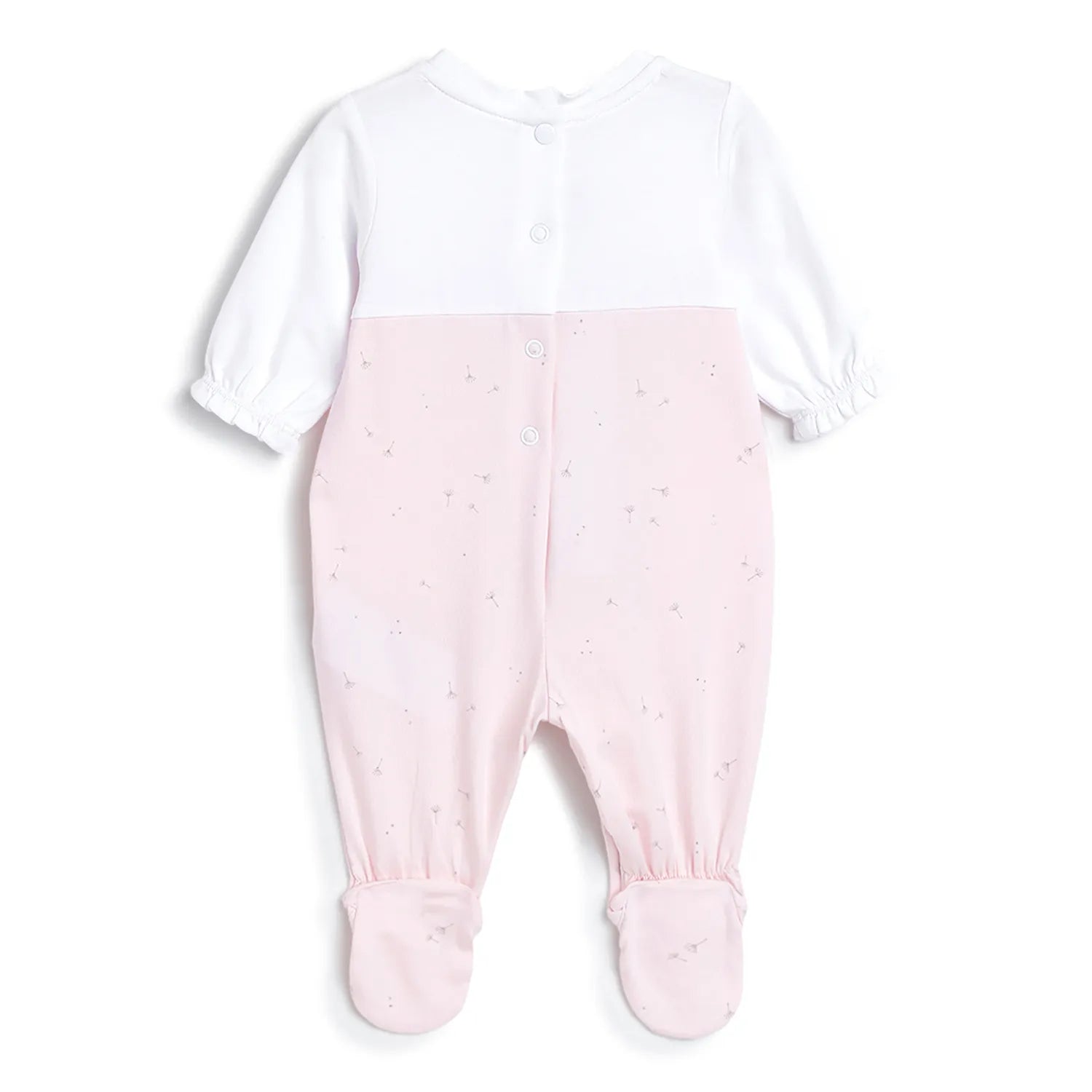 Girls White &amp; Pink Leg Opening Babysuit