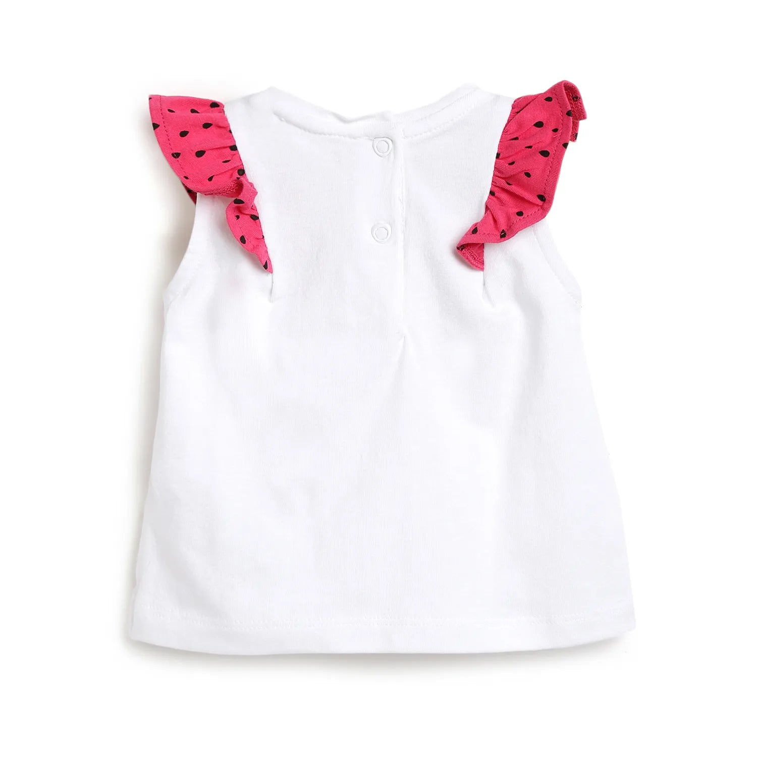 Girls White &amp; Pink Printed Top with Shorts