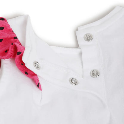 Girls White &amp; Pink Printed Top with Shorts