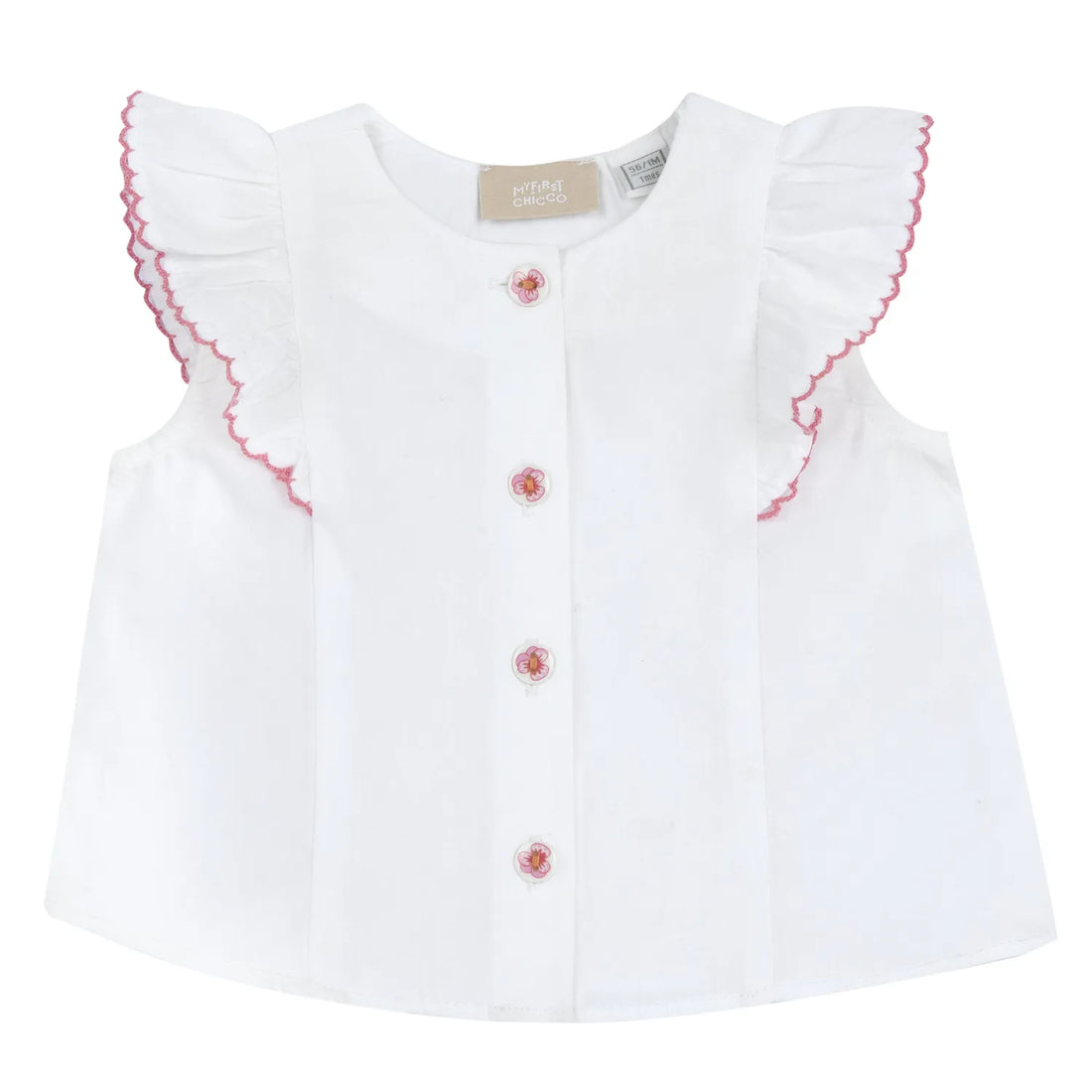 Girls White and Pink Self Design Top