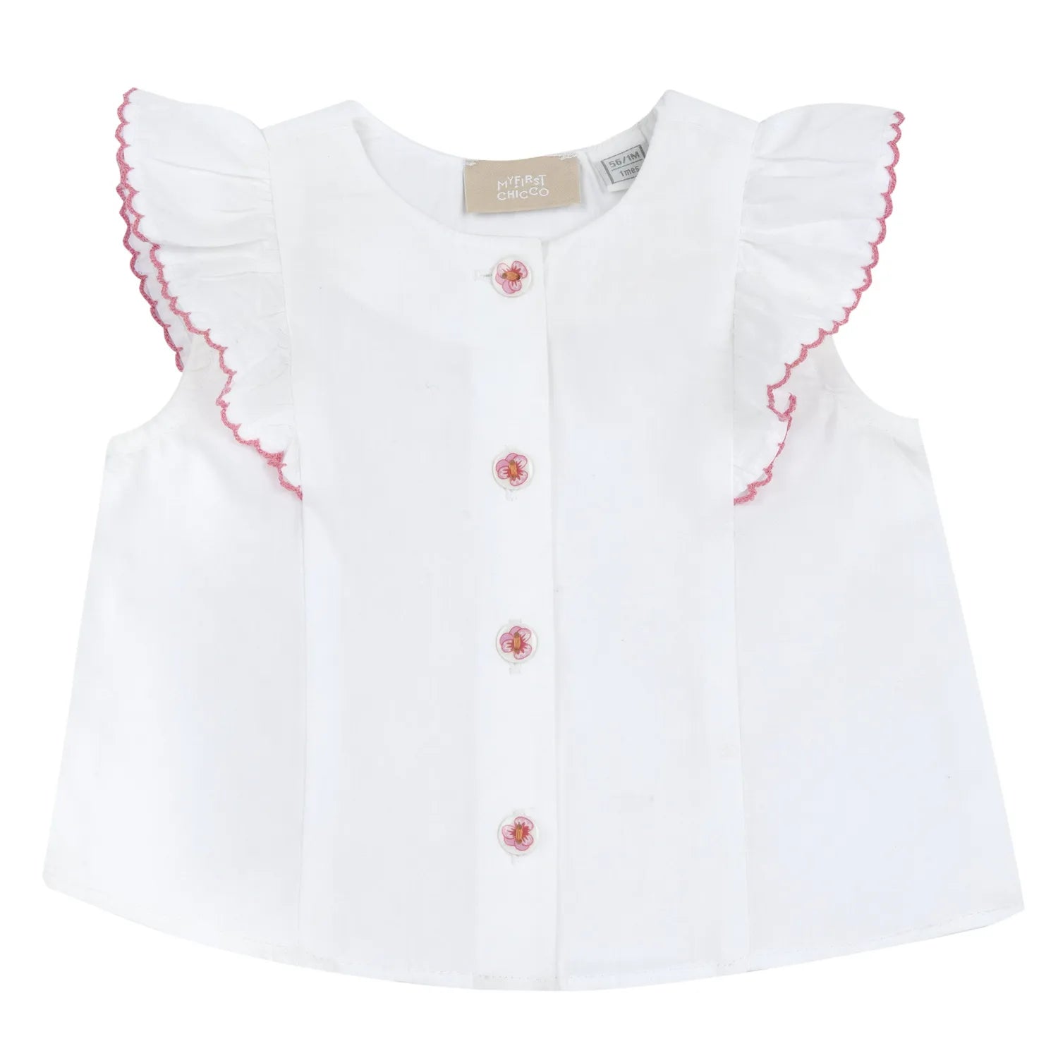 Girls White and Pink Self Design Top