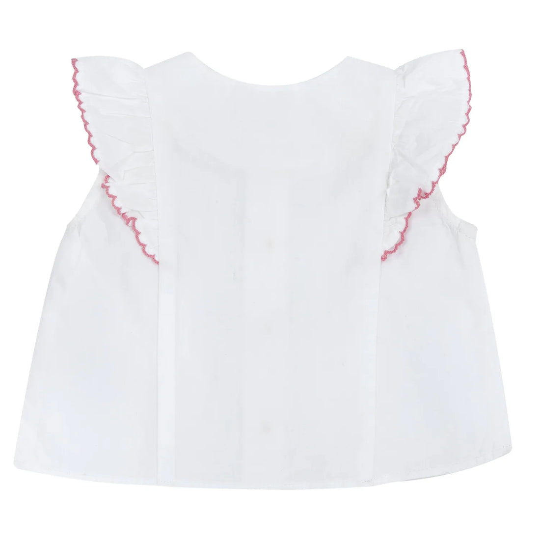 Girls White and Pink Self Design Top