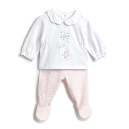 Girls White &amp; Pink Top With Leggings