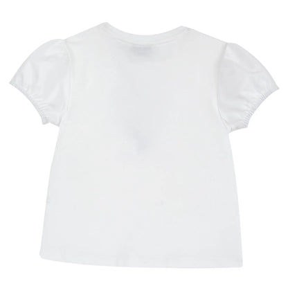 Girls White and Purple Embellished T-shirt