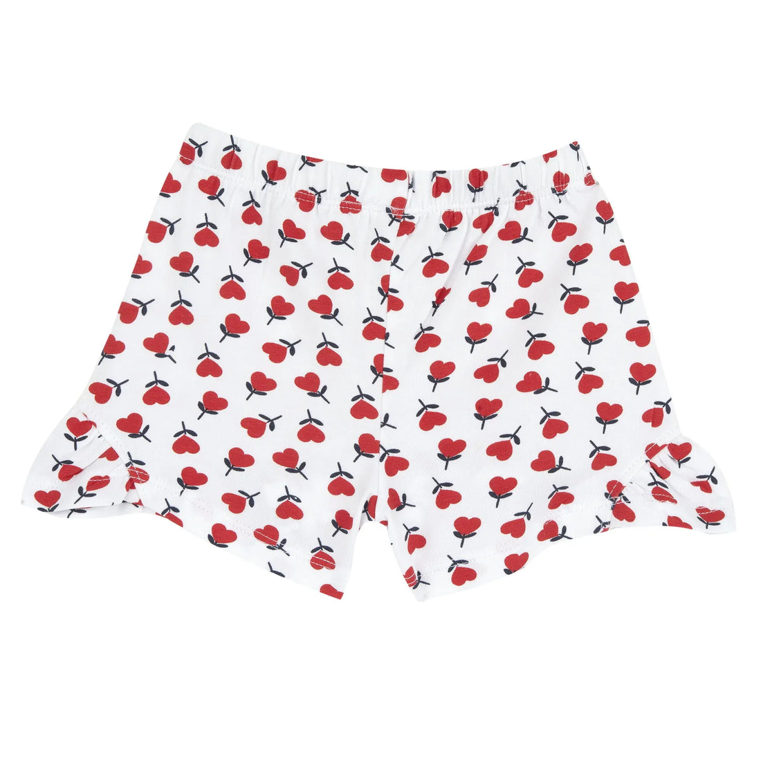 Girls White and Red Floral Printed Shorts