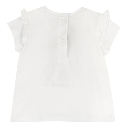 Girls White and Red Graphic Printed T-shirt