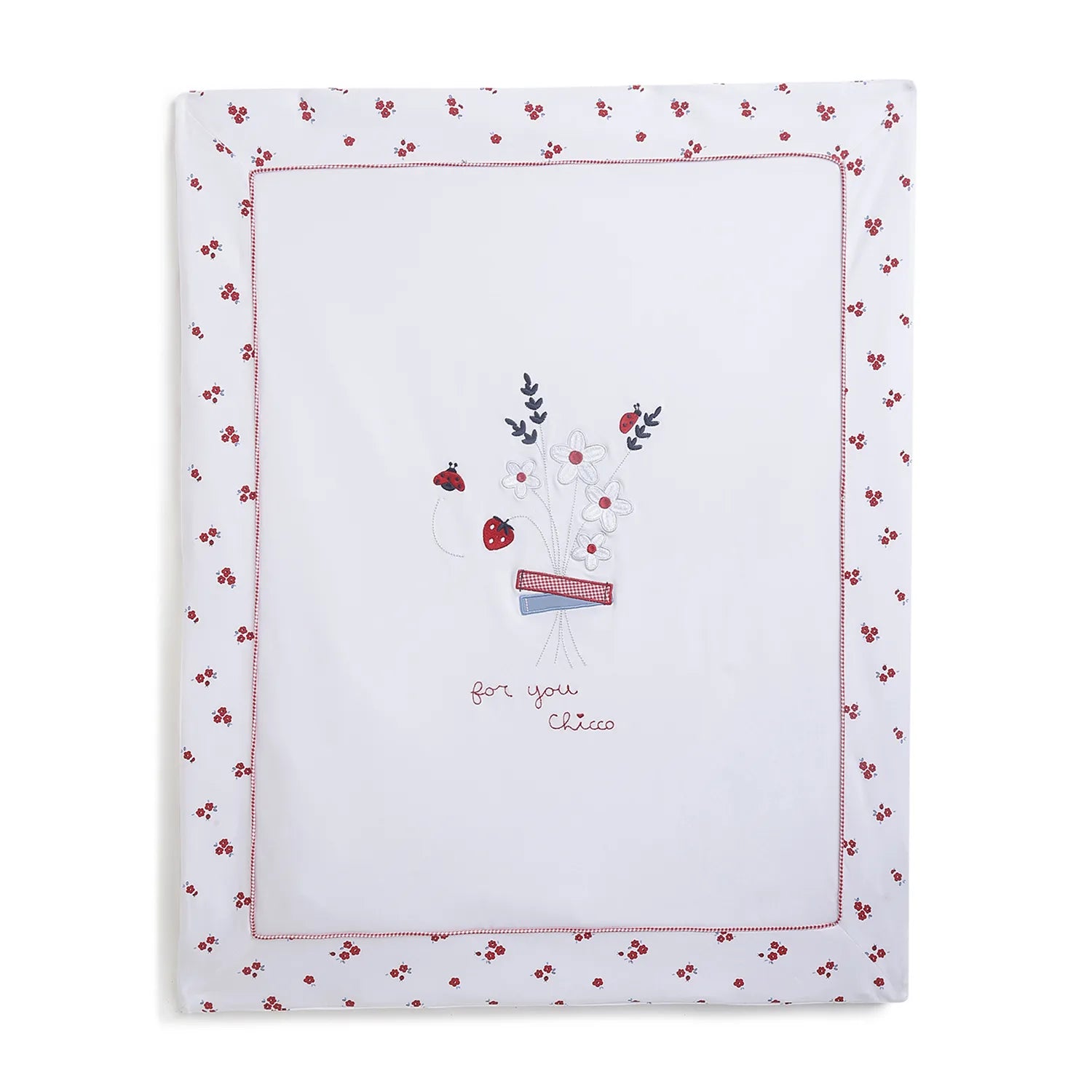 Girls White &amp; Red Pram Blanket