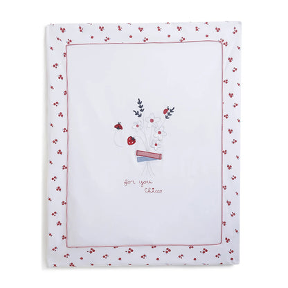 Girls White &amp; Red Pram Blanket