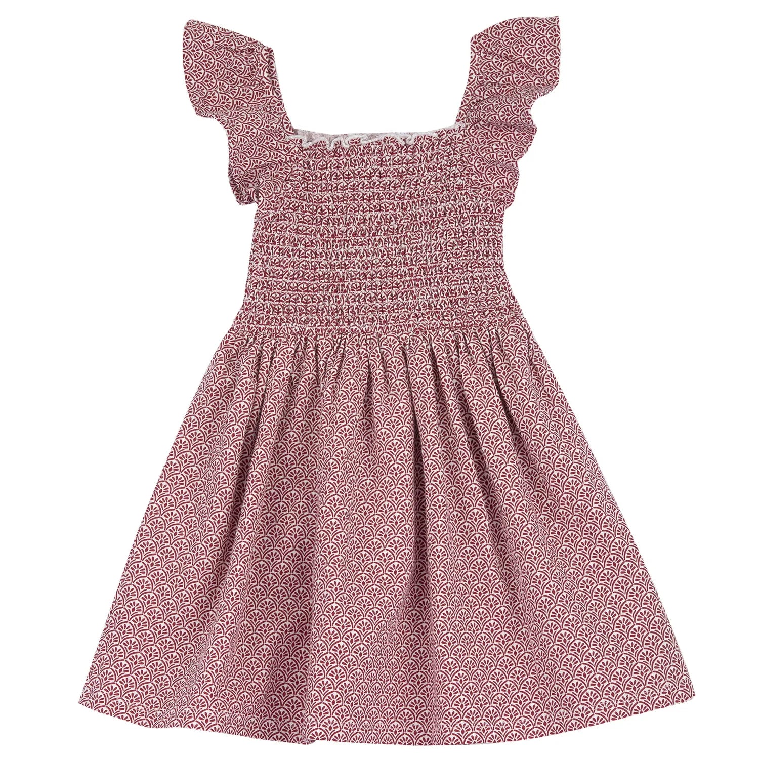 Girls White and Red Printed Dress